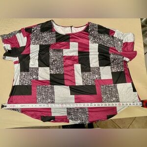 SheIn Geometric Print Knit Tunic Blouse, Round Neck, Plus 7X